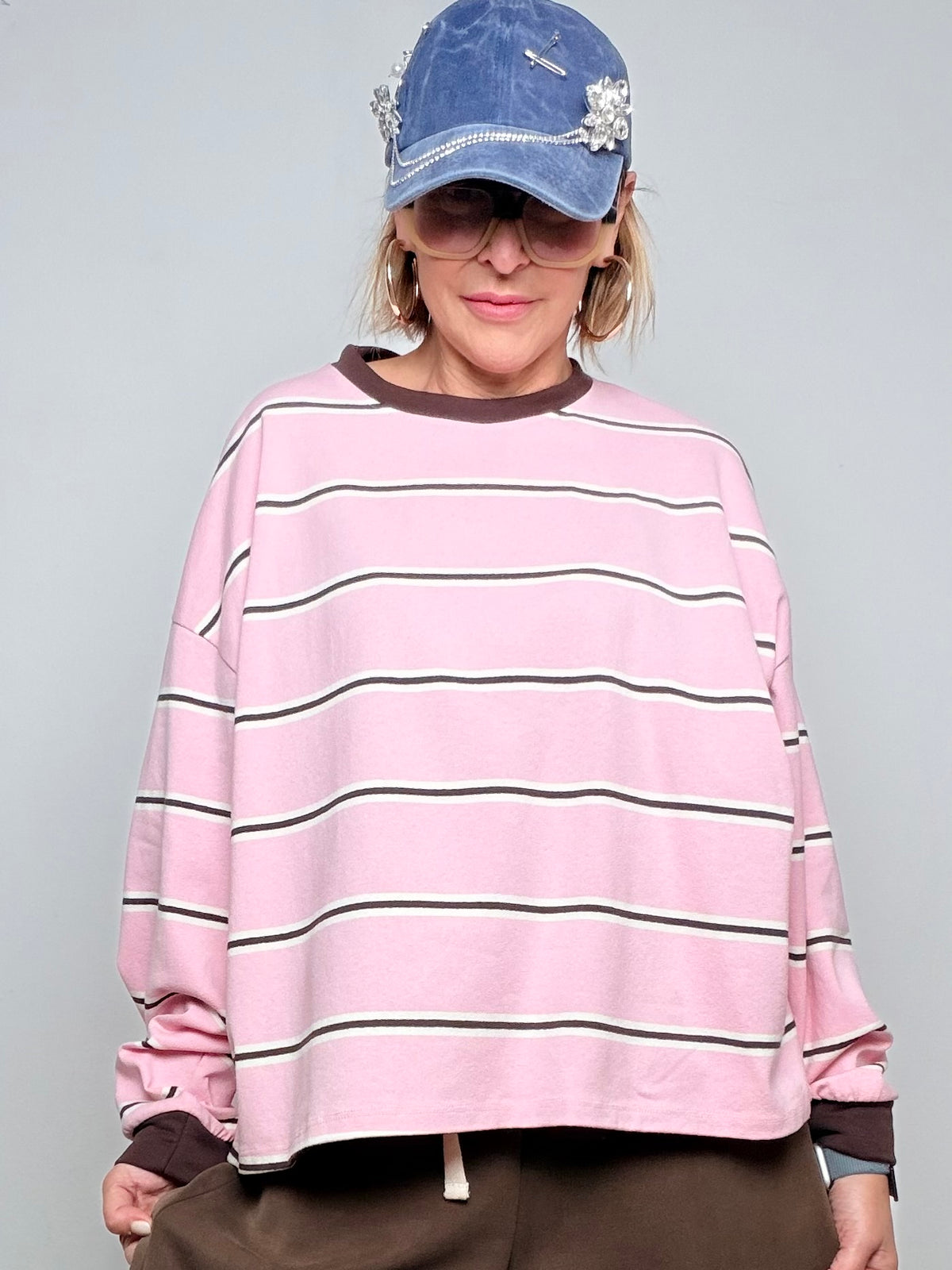 FEMALE - FELPA RIGHE OVERSIZE