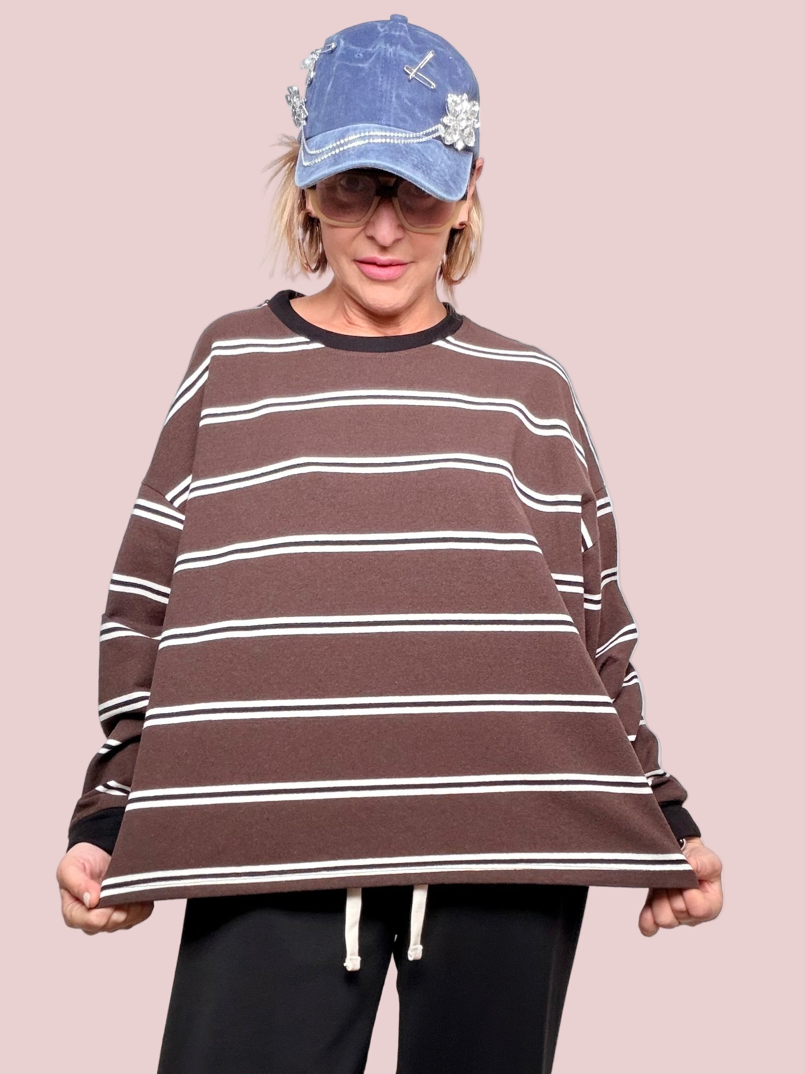 FEMALE - FELPA RIGHE OVERSIZE