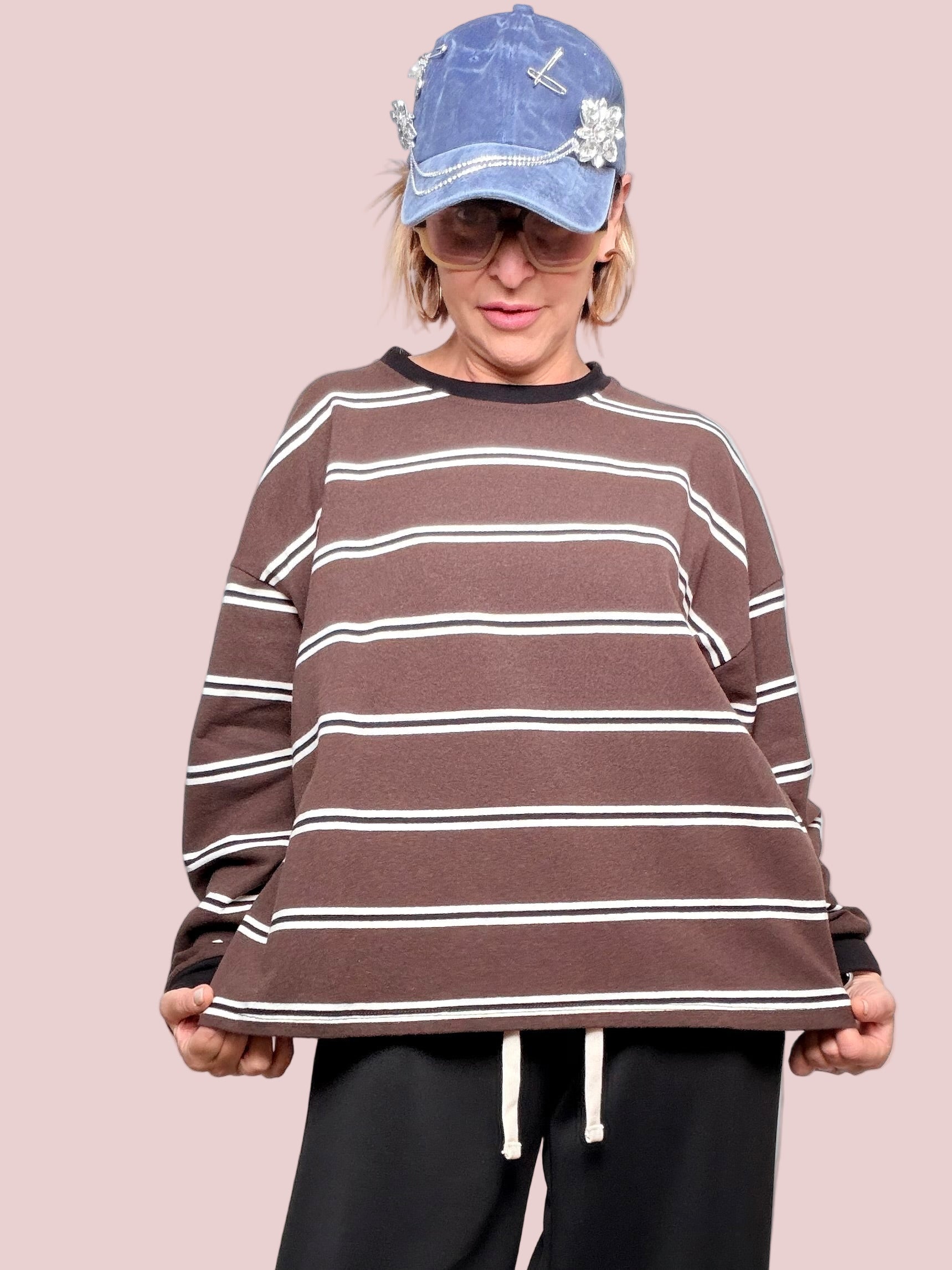 FEMALE - FELPA RIGHE OVERSIZE