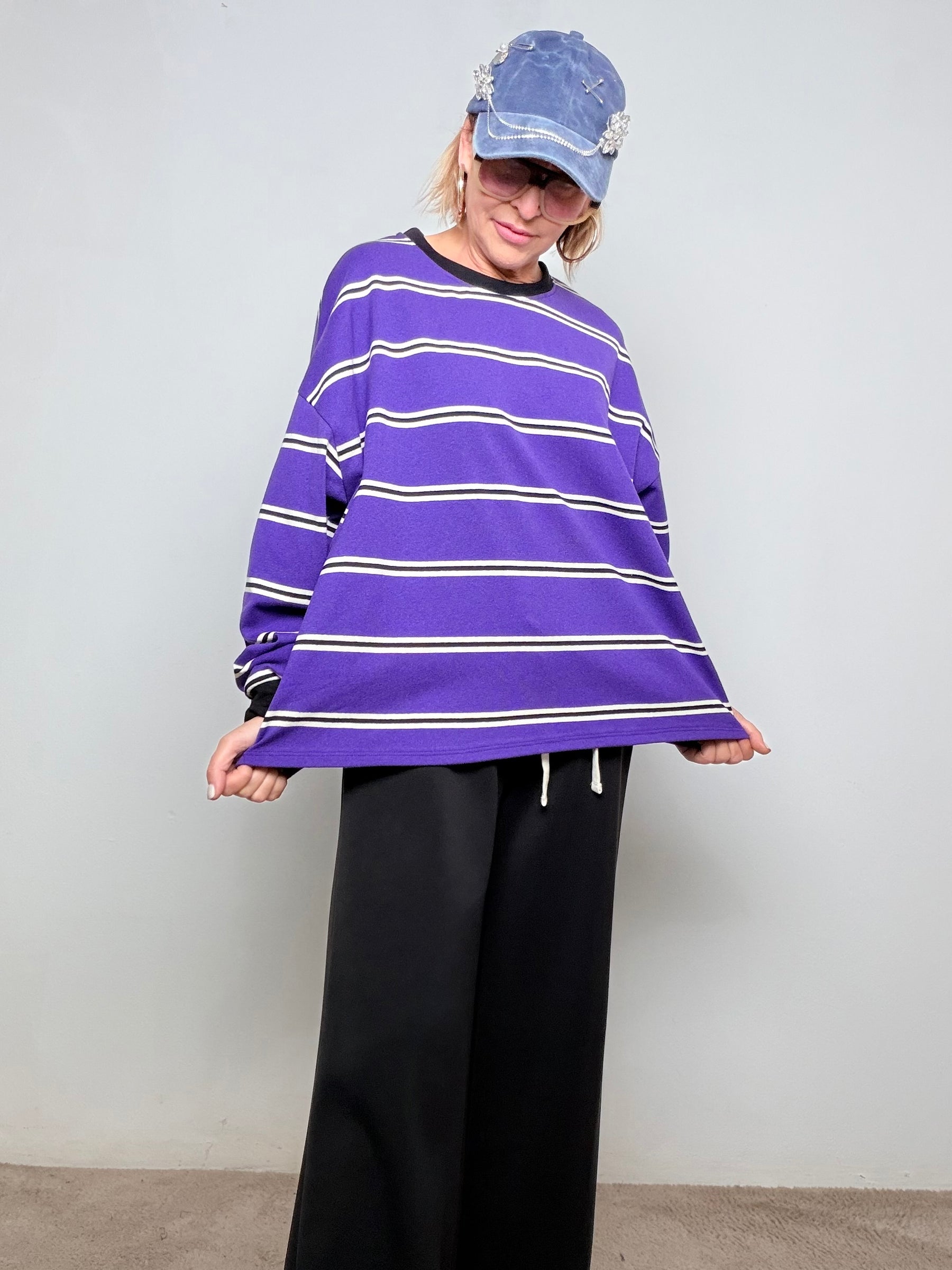 FEMALE - FELPA RIGHE OVERSIZE