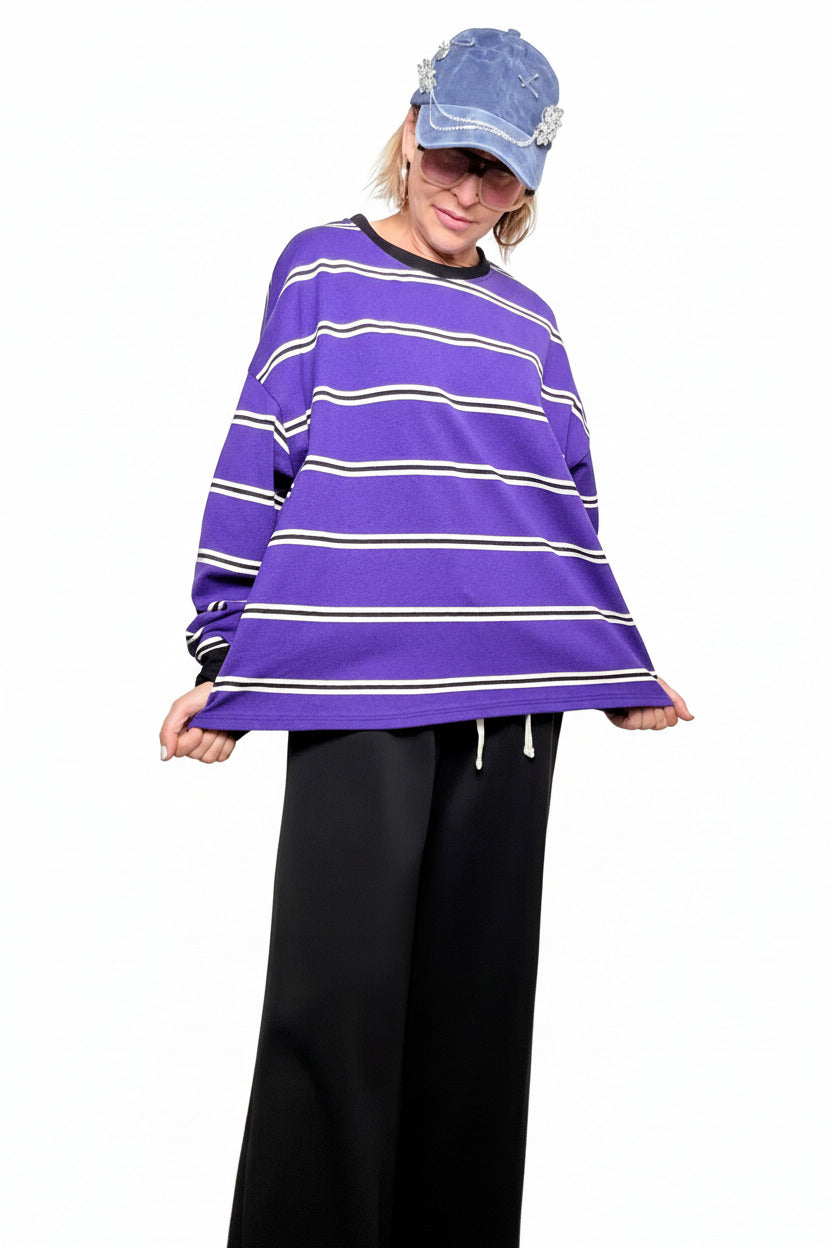 FEMALE - FELPA RIGHE OVERSIZE