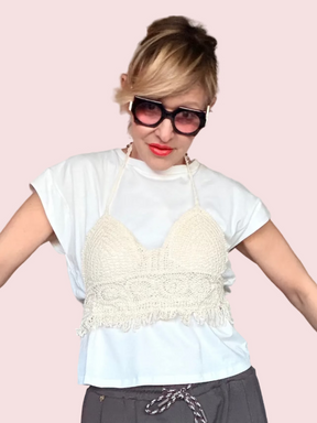 T-shirt con Top Crochet – Set Due Pezzi