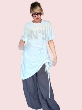 Maxi T-shirt N°5 con Coulisse e Pizzo