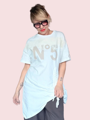 Maxi T-shirt N°5 con Coulisse e Pizzo