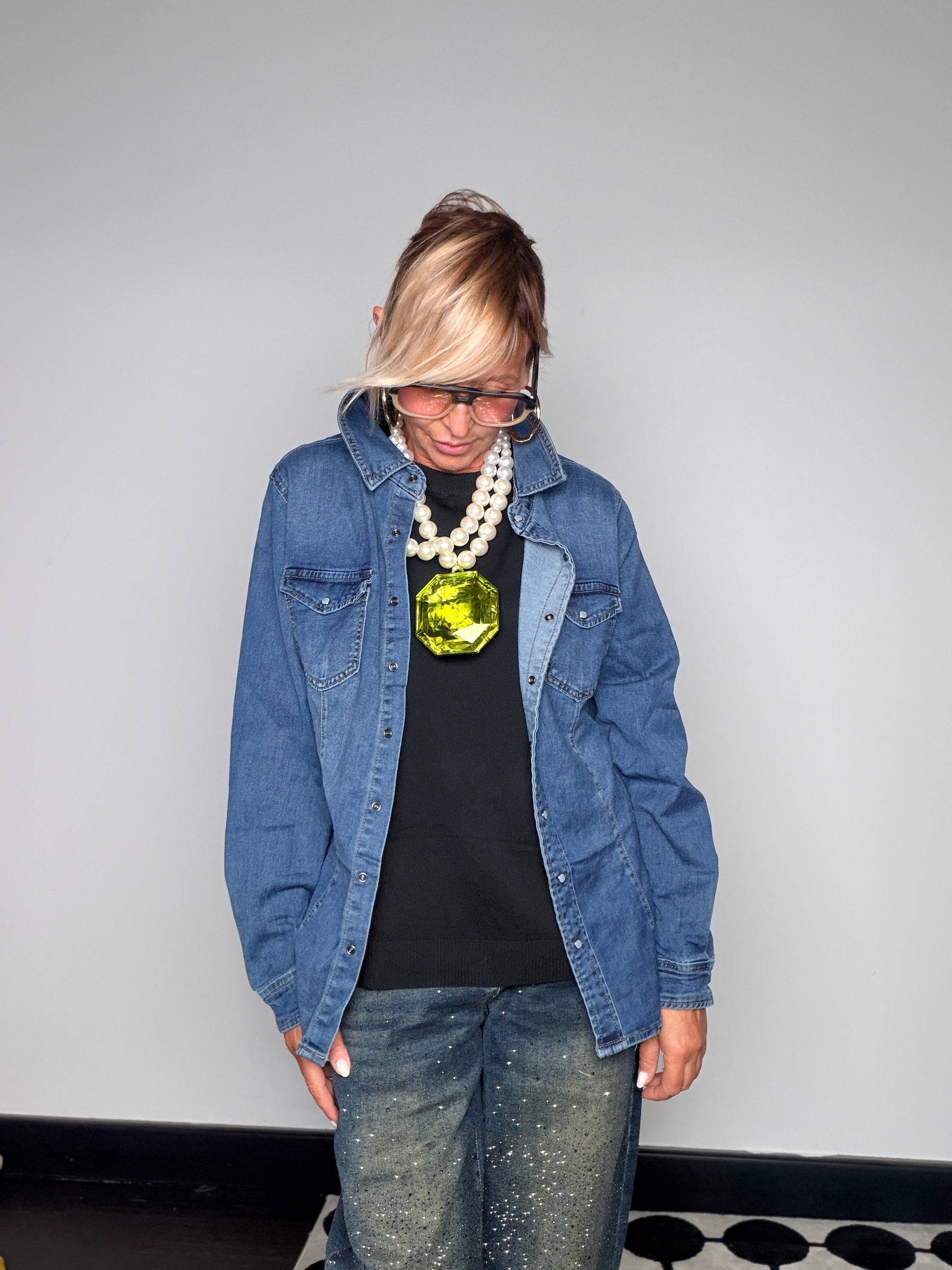 Camicia di Jeans Oversize Denim Medio