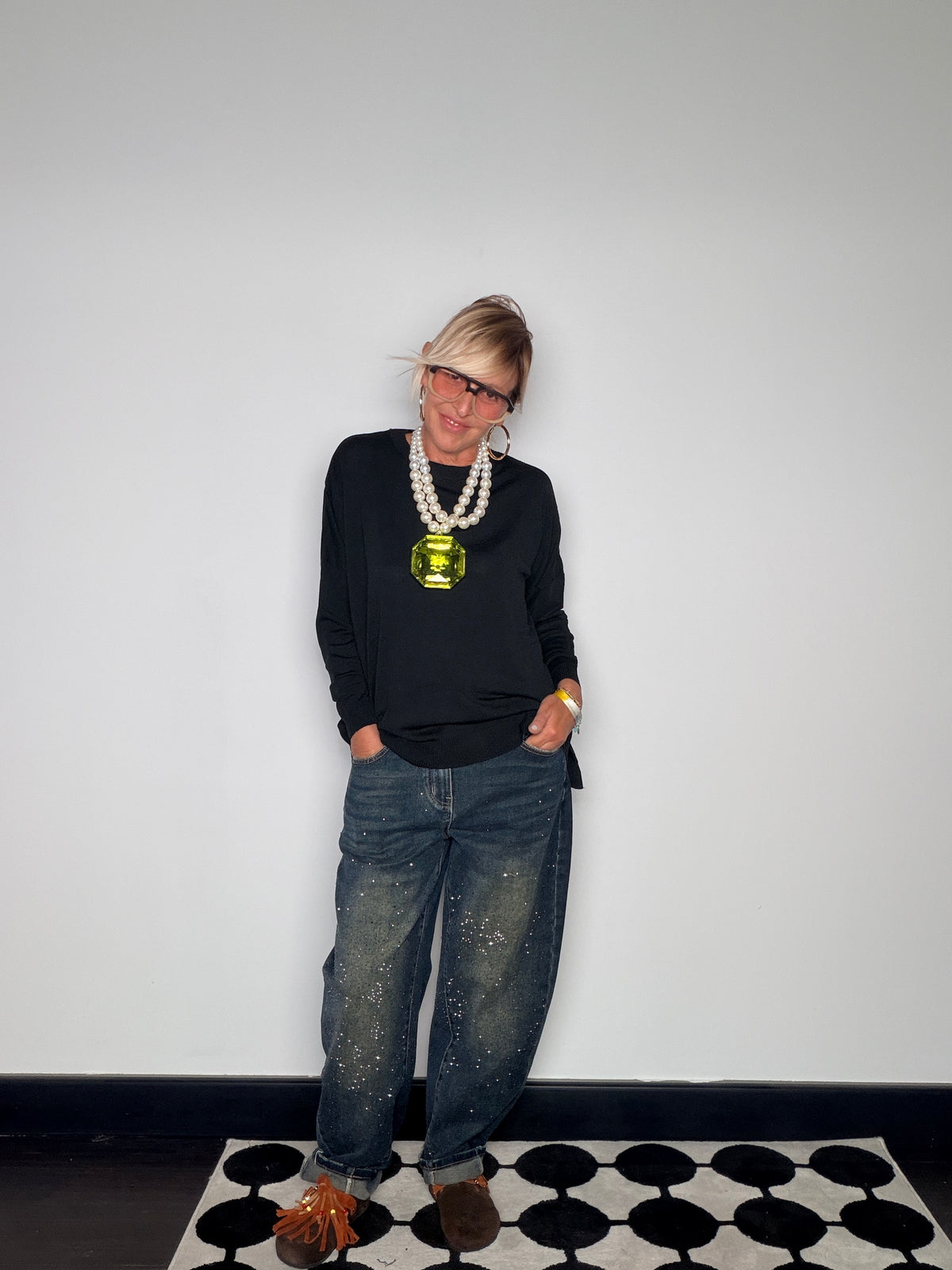 Maglia in Filo Girocollo Oversize Nera