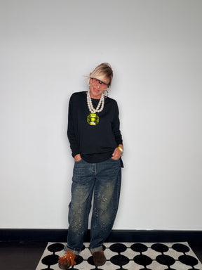 Maglia in Filo Girocollo Oversize Nera