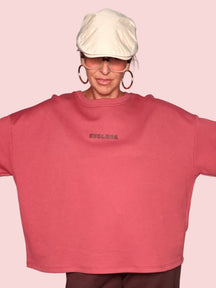 Felpa Crop Oversize Stampa College BONJOUR