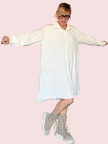 Abito-Camicia Oversize con Retro Plissettato