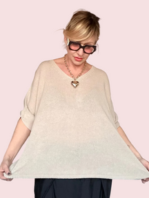 Maglia Over Trapezio in Cotone – Scollo a V