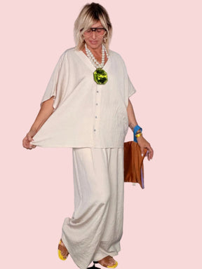 Completo Camicia e Pantalone Wide Leg in Viscosa