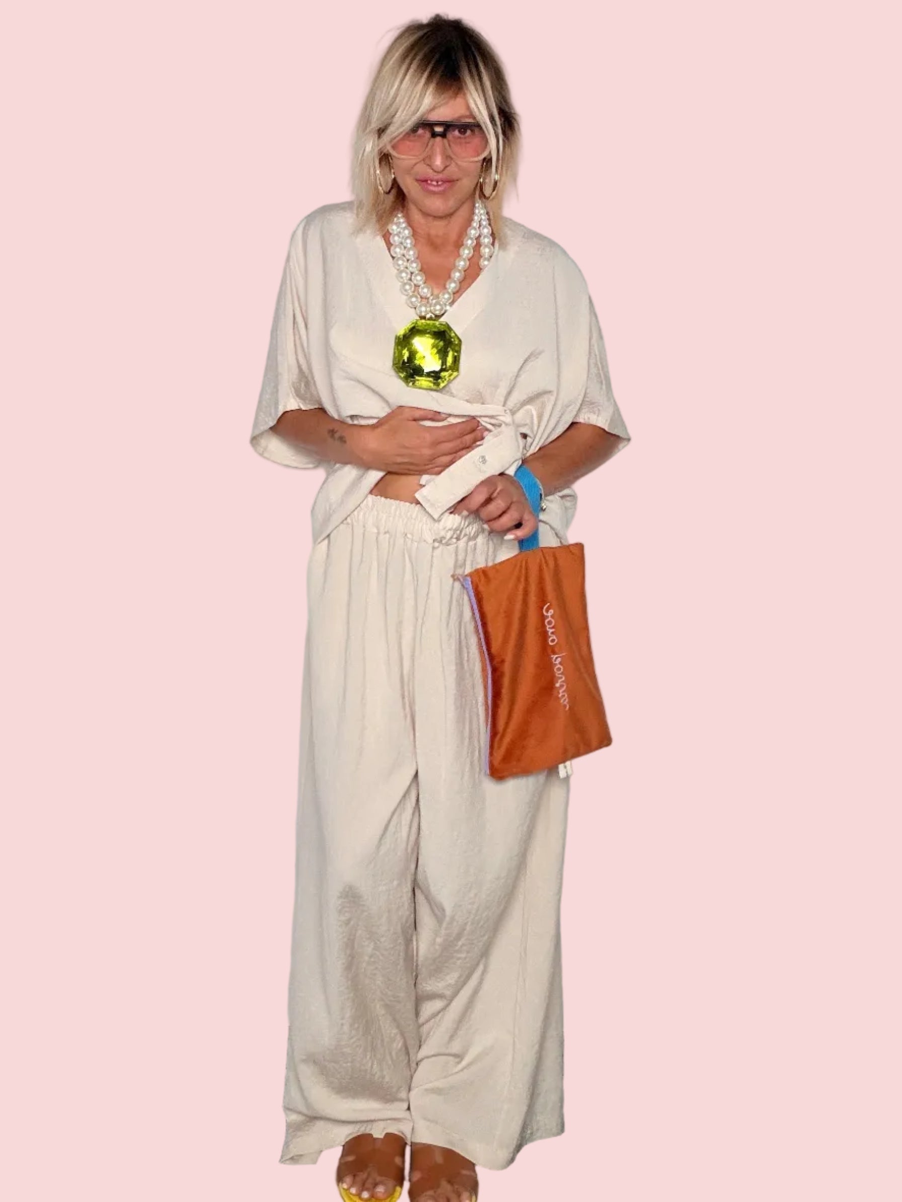 Completo Camicia e Pantalone Wide Leg in Viscosa