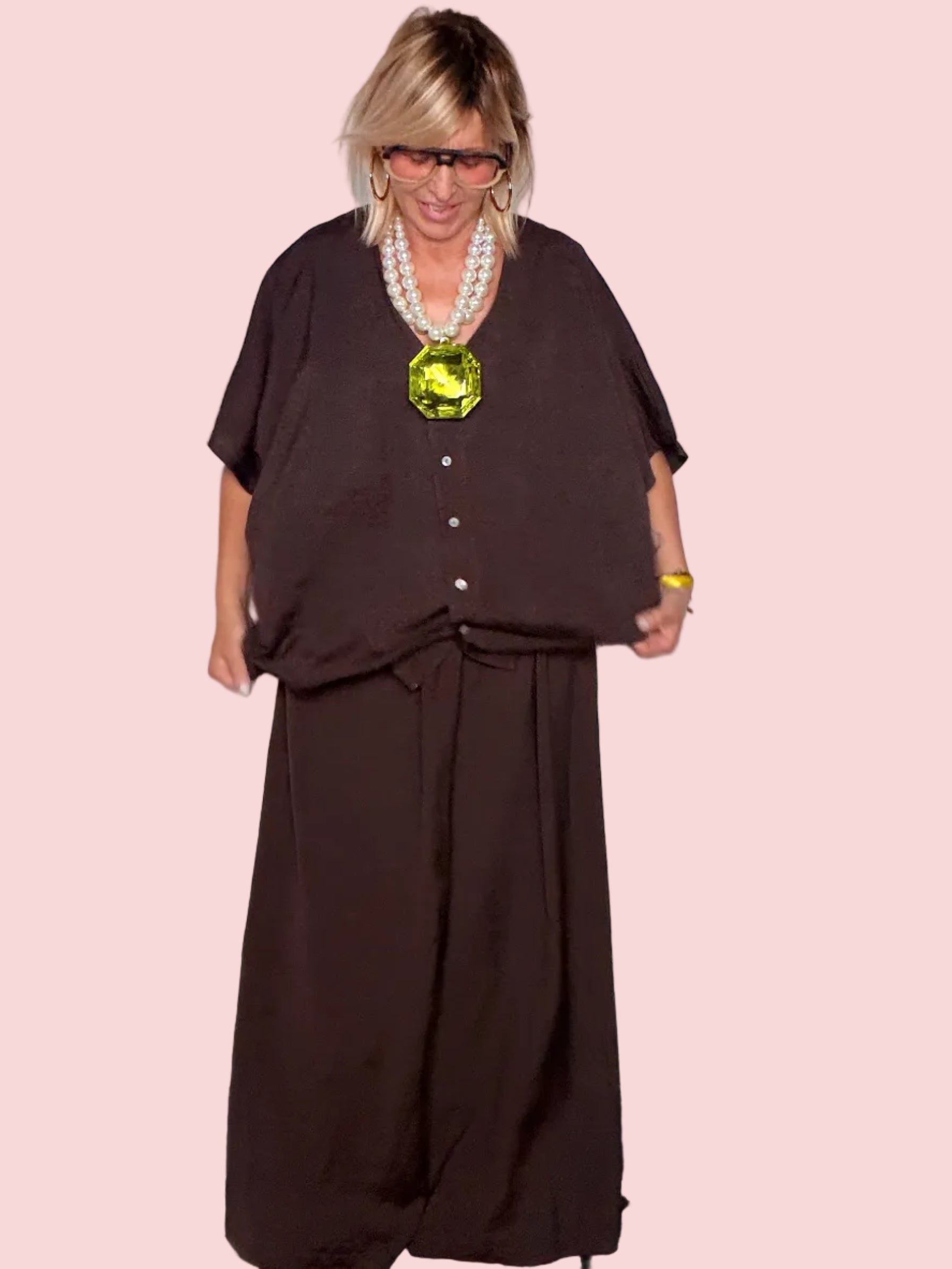 Completo Camicia e Pantalone Wide Leg in Viscosa