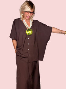 Completo Camicia e Pantalone Wide Leg in Viscosa