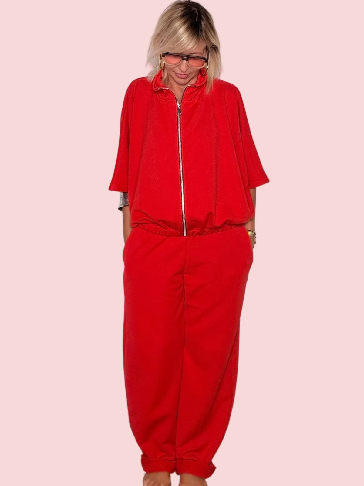 Pantalone Wide Leg con Coulisse in Felpa