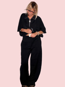 Pantalone Wide Leg con Coulisse in Felpa