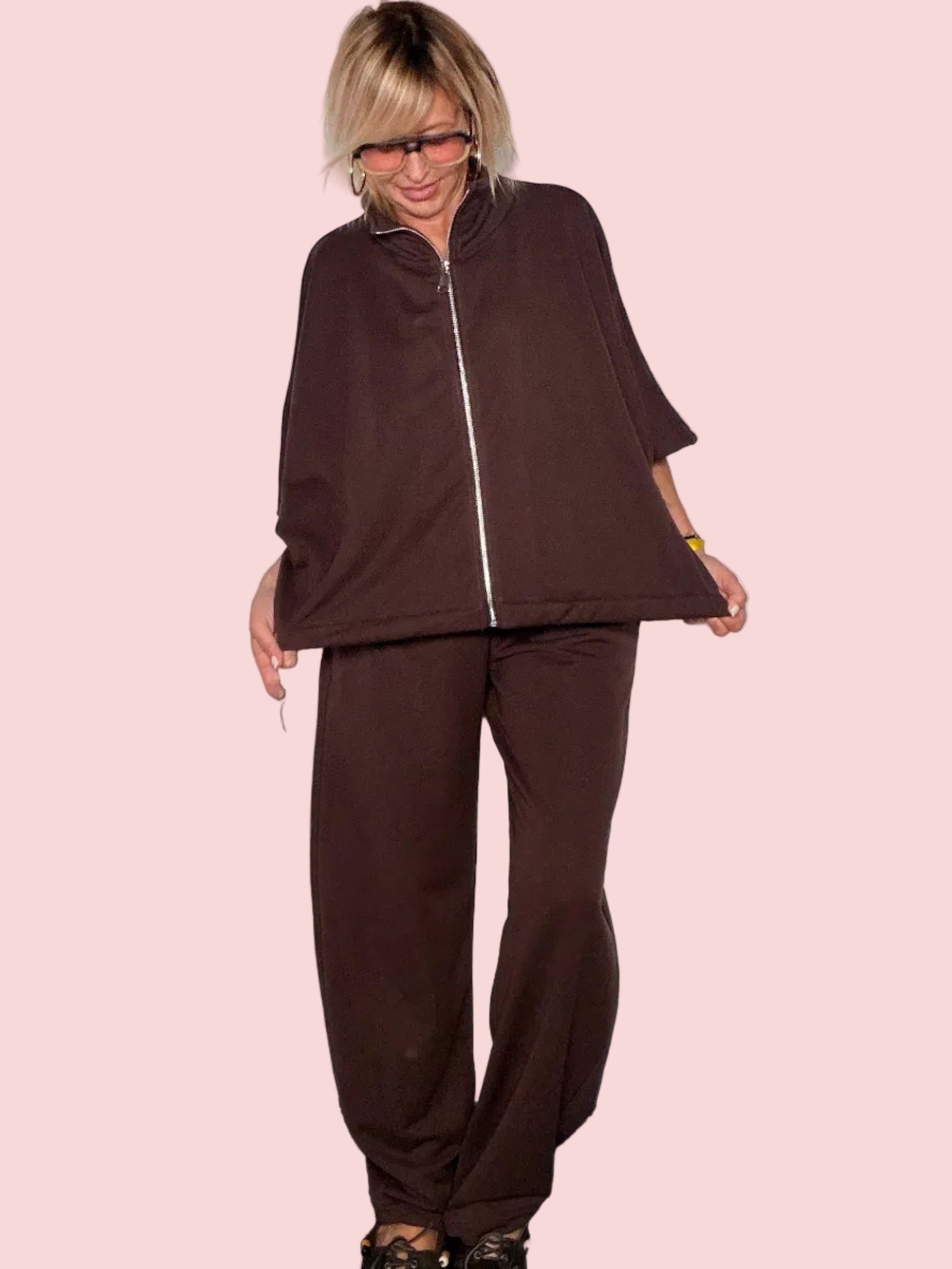 Pantalone Wide Leg con Coulisse in Felpa