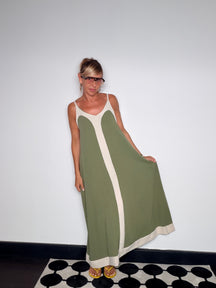 Abito Maxi Color Block Spalline