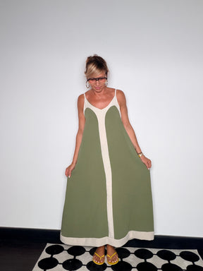 Abito Maxi Color Block Spalline