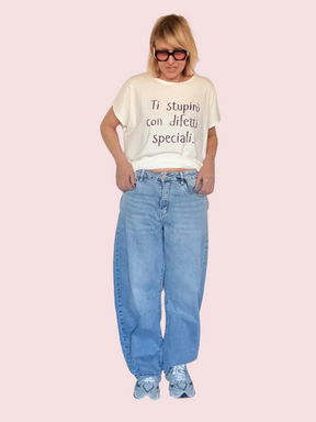 Jeans Barrel Fit Lavaggio Chiaro
