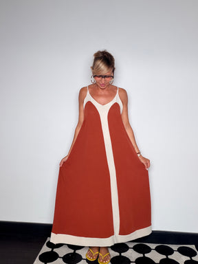 Abito Maxi Color Block Spalline