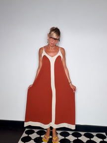 Abito Maxi Color Block Spalline