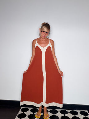 Abito Maxi Color Block Spalline
