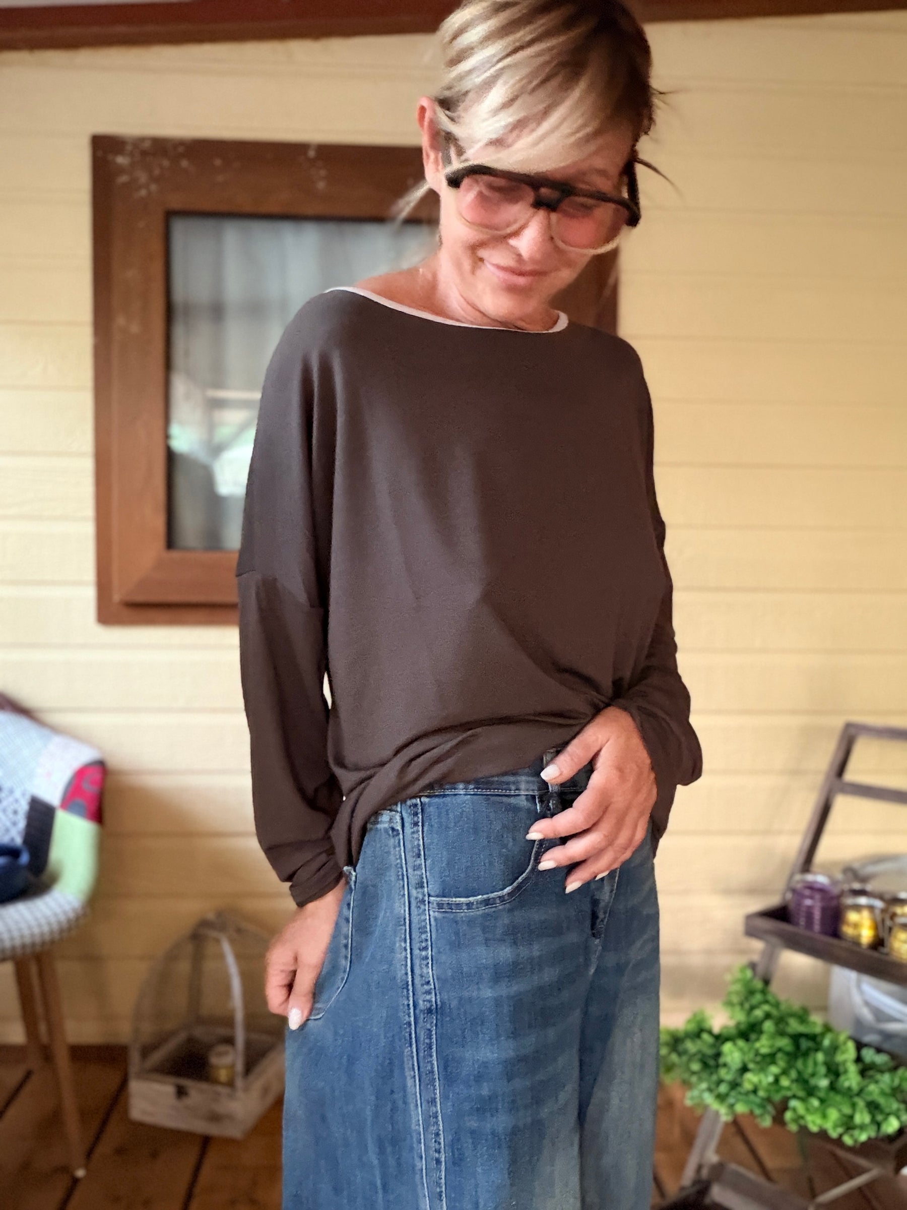 Jeans Wide Leg Oversize con Lavaggio Vintage