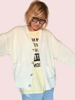 Cardigan Over in Maglia Panna