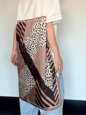 Maxi T-Shirt con Pannello Animalier in Seta