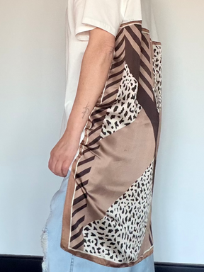 Maxi T-Shirt con Pannello Animalier in Seta