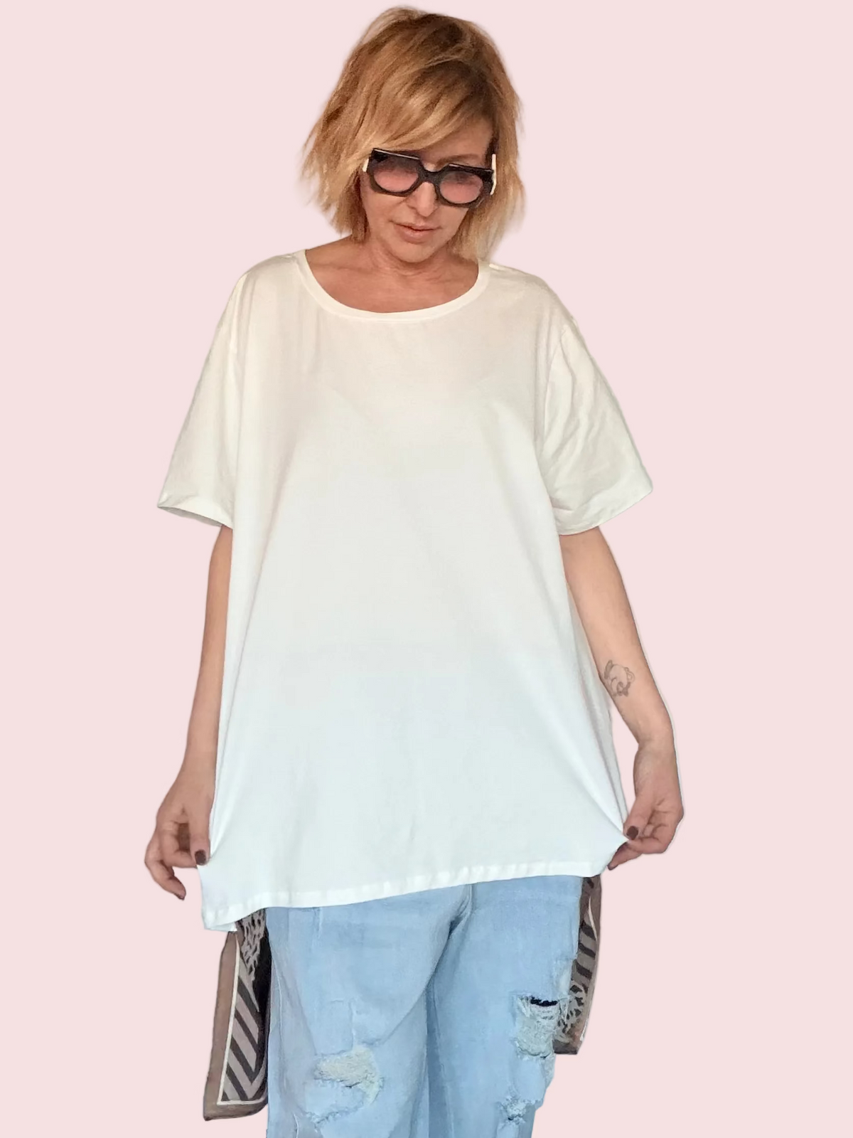 Maxi T-Shirt con Pannello Animalier in Seta
