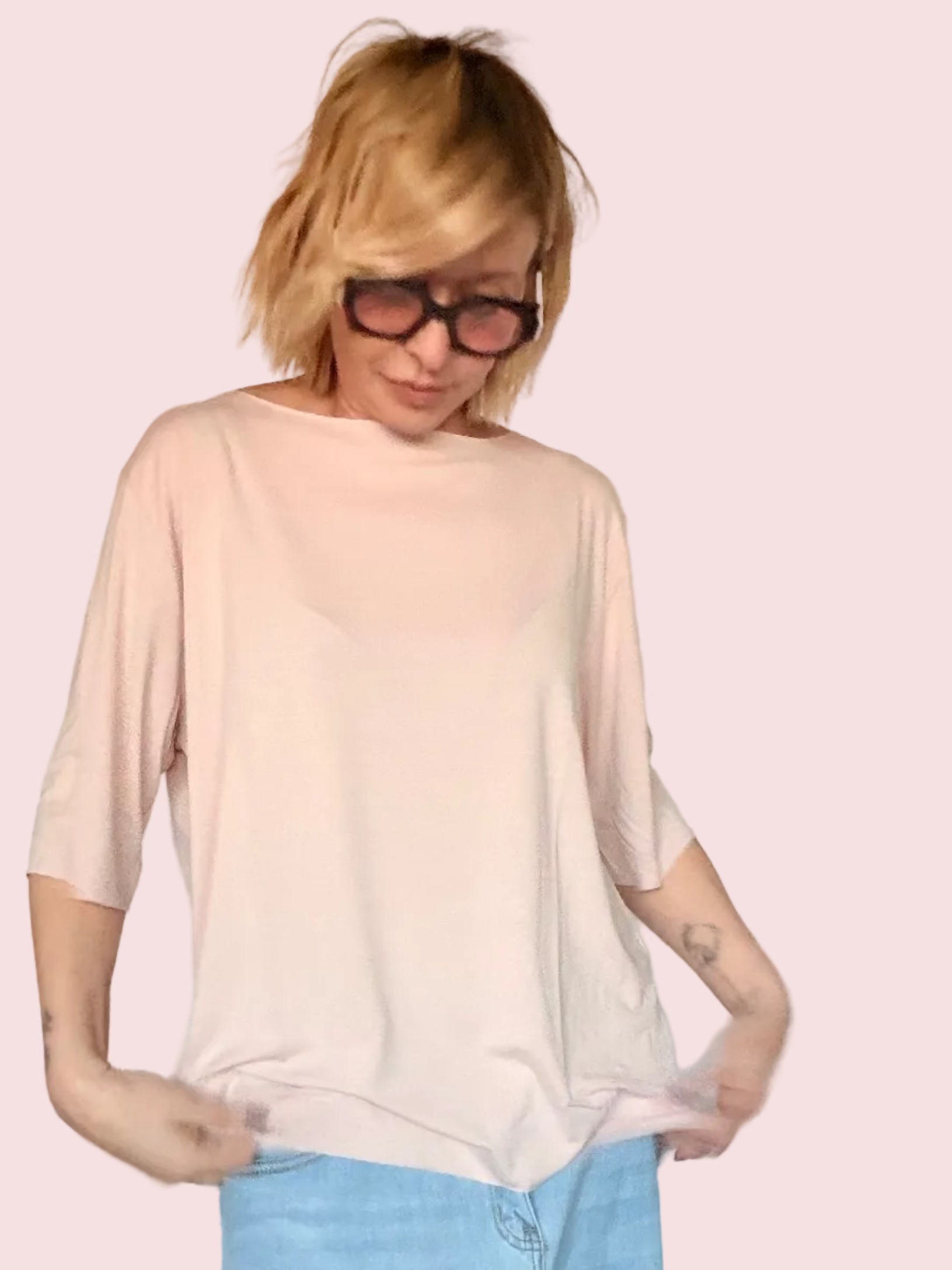 Maglia Over Taglio Vivo a Pipistrello