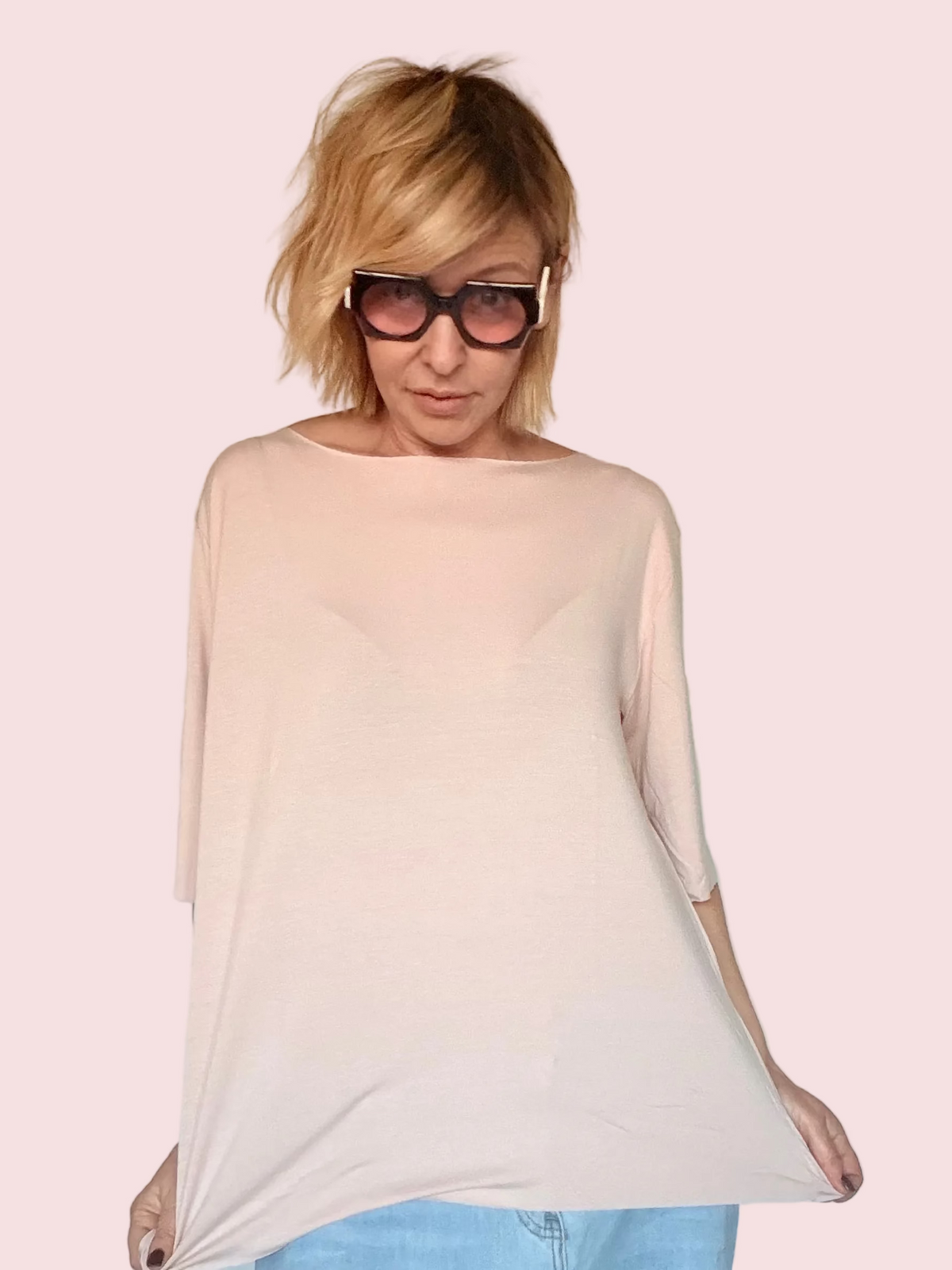 Maglia Over Taglio Vivo a Pipistrello