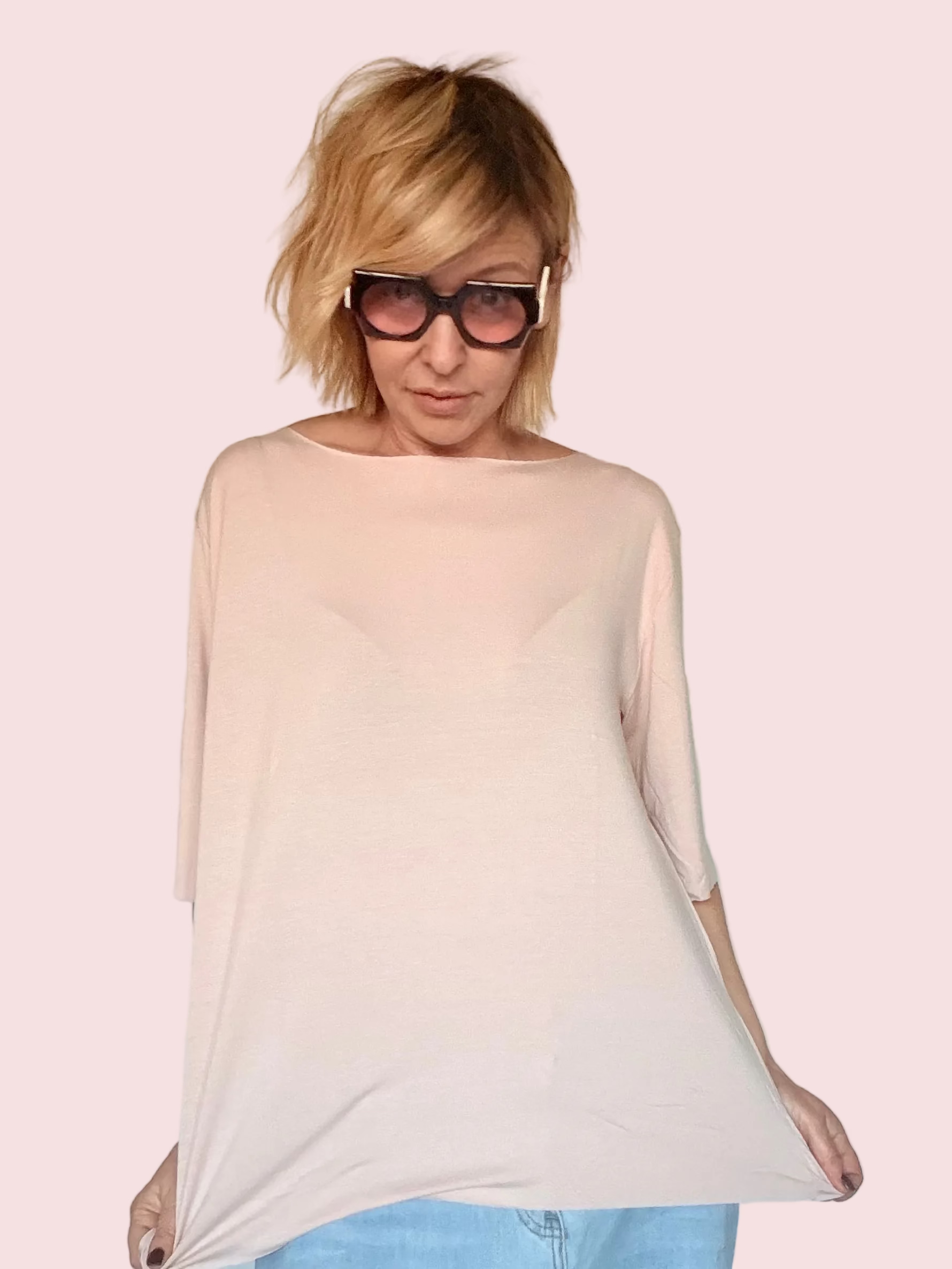 Maglia Over Taglio Vivo a Pipistrello