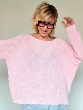 Maglia Over a Pipistrello in Punto Traforato