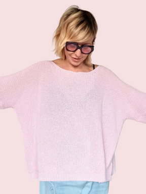 Maglia Over a Pipistrello in Punto Traforato