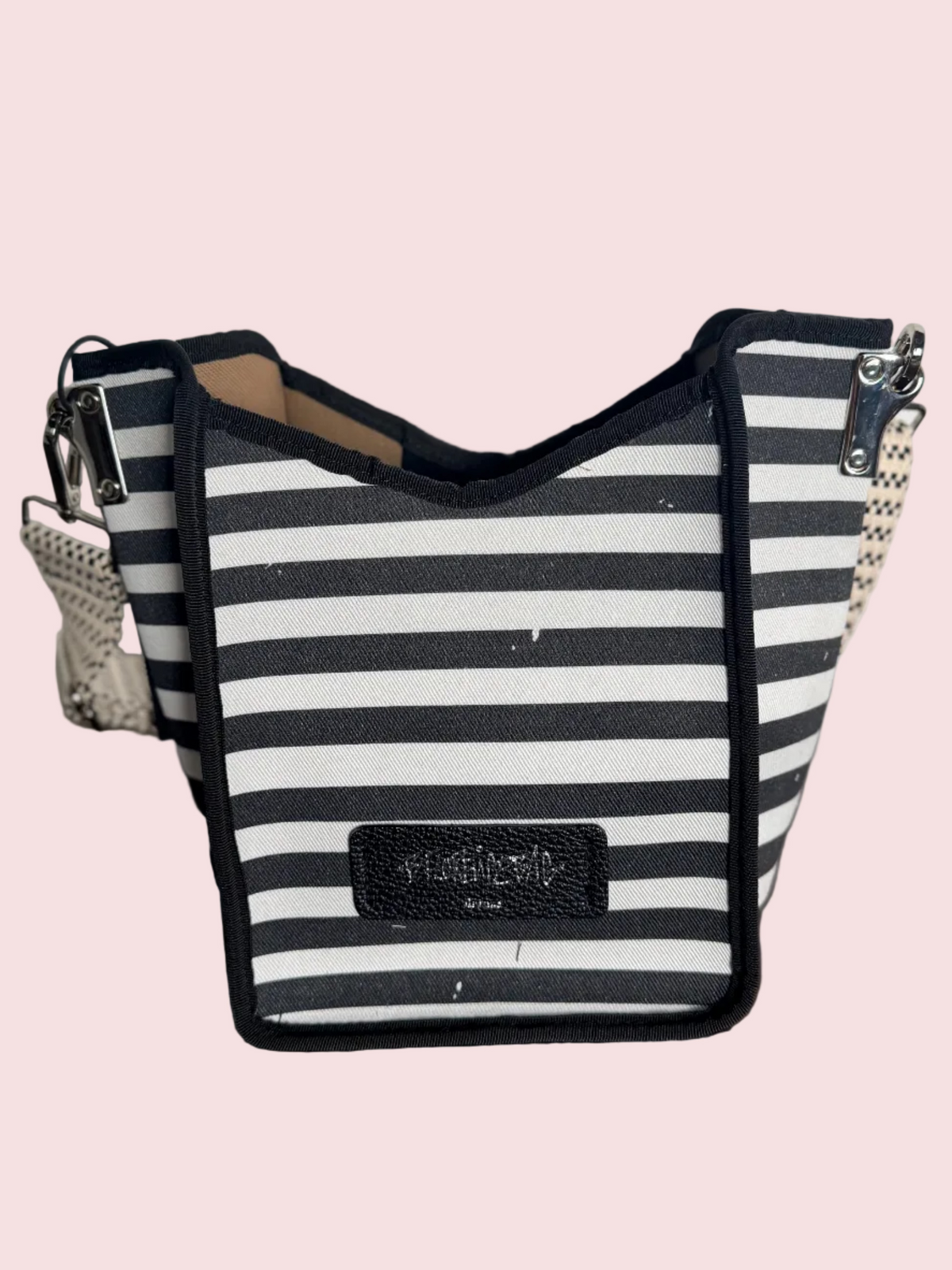 B. Florence Bag — Mini Bucket Bag Righe Bianco/Nero