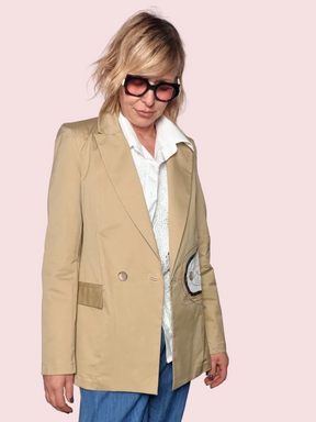 Blazer Doppiopetto Cammello con Illustrazione Snoopy