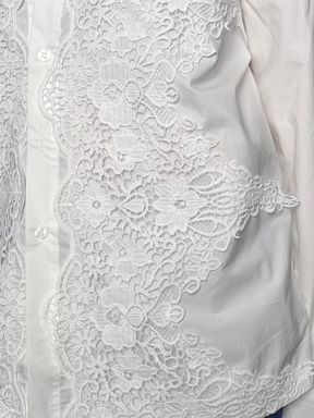 Camicia Bianca con Inserti in Pizzo Macramé