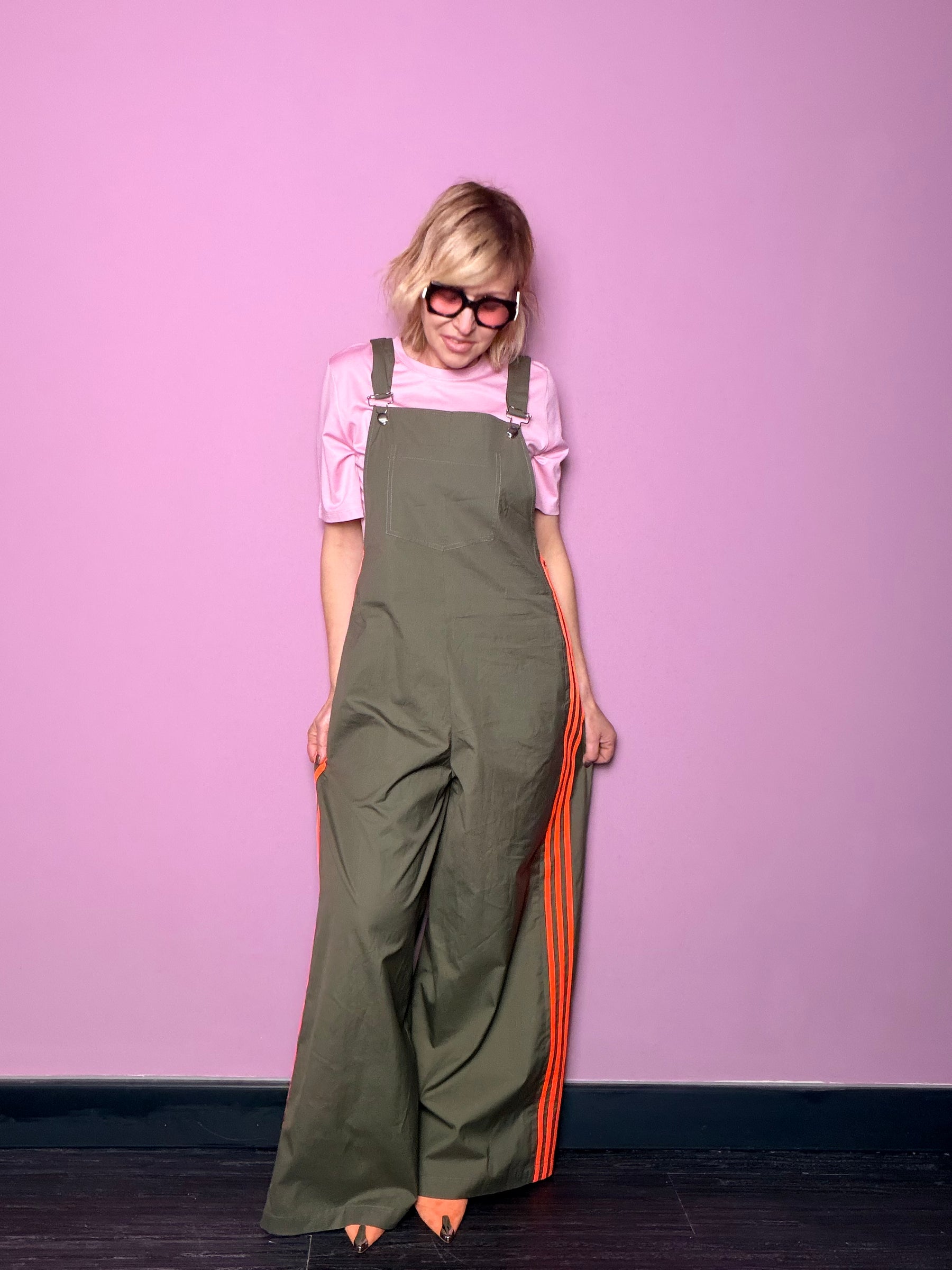 Salopette Wide Leg con Bande Laterali