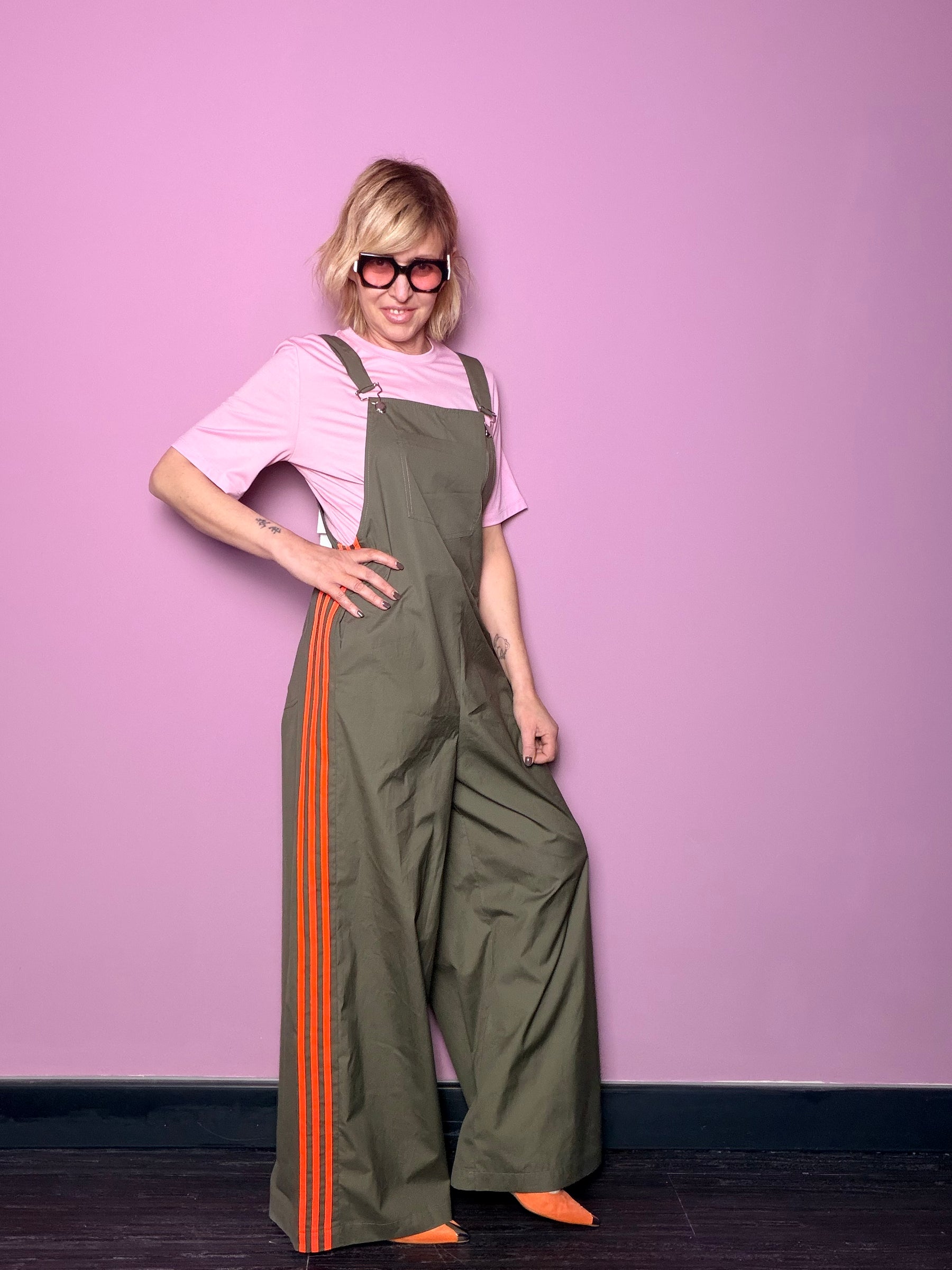 Salopette Wide Leg con Bande Laterali