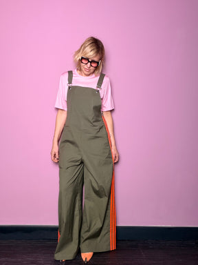 Salopette Wide Leg con Bande Laterali