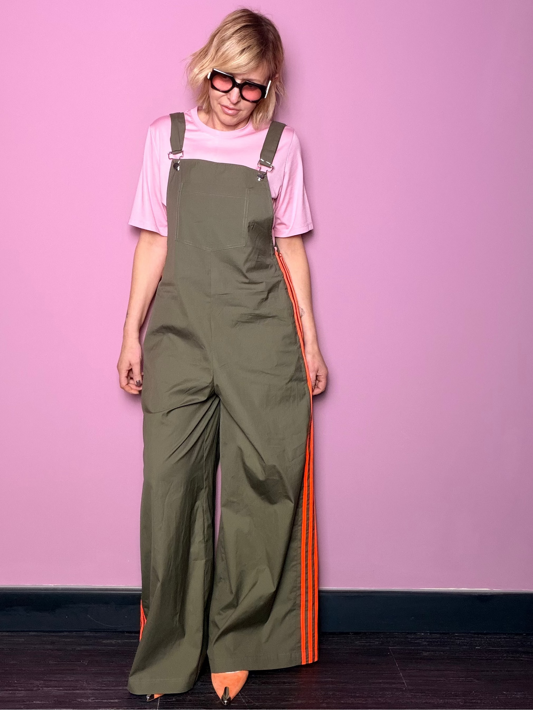 Salopette Wide Leg con Bande Laterali