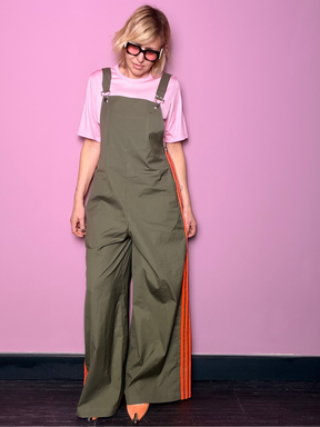 Salopette Wide Leg con Bande Laterali