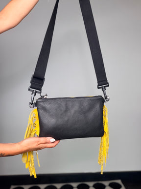 Borsa Clutch Frange Glitter Azzurro