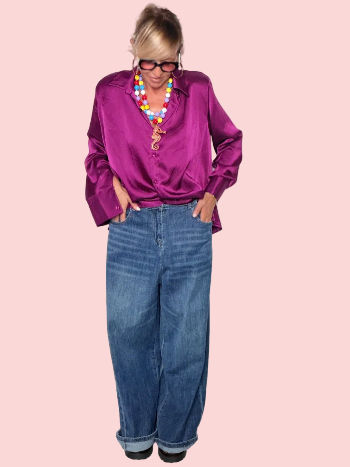 JEANS 1 Jeans Oversize Wide Leg Fondo Dritto