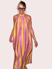 Abito Maxi Halter Righe Oversize