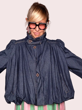 Bomber Jeans Foderato Oversize Maniche Palloncino