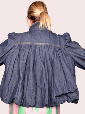 Bomber Jeans Foderato Oversize Maniche Palloncino